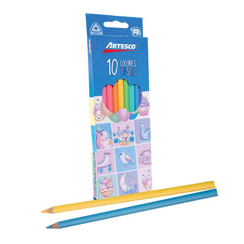 COLORES TRIANGULARES PASTELES ARTESCO X10