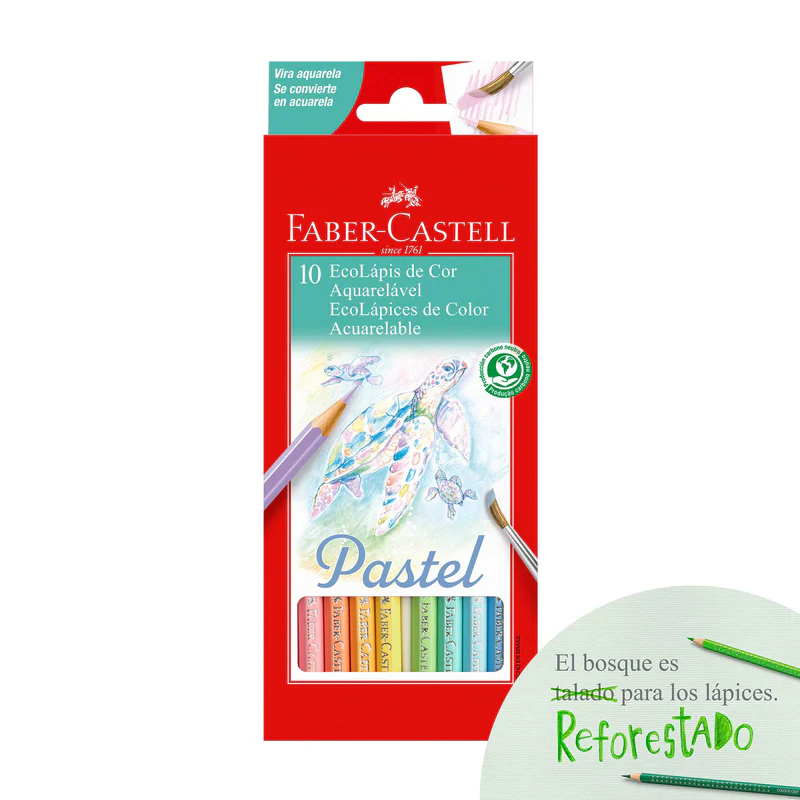 ECOLÁPICES DE COLOR ACUARELABLES PASTEL X10 FABER CASTELL