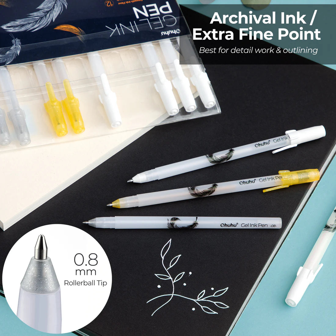 OHUHU - BOLÍGRAFOS TINTA GEL LEAHI X12