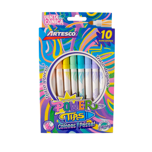 MARCADOR POWER TIPS PASTEL X10 UND ARTESCO