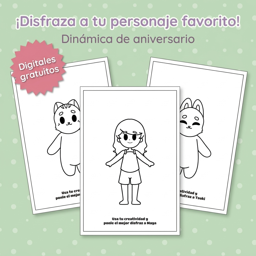 COLOREABLE DIGITAL - DISFRAZA A TU PERSONAJE FAVORITO