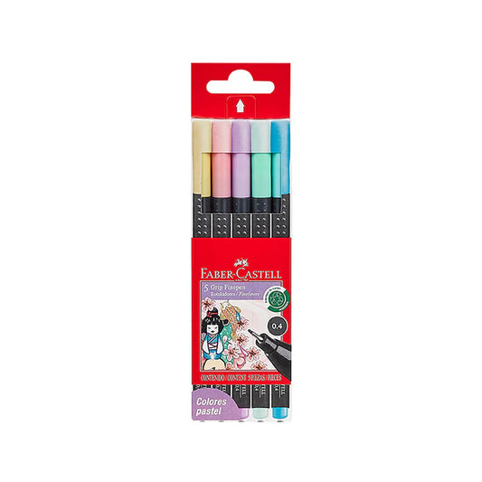 MARCADOR FINEPEN GRIP PASTEL X5 FABER CASTELL