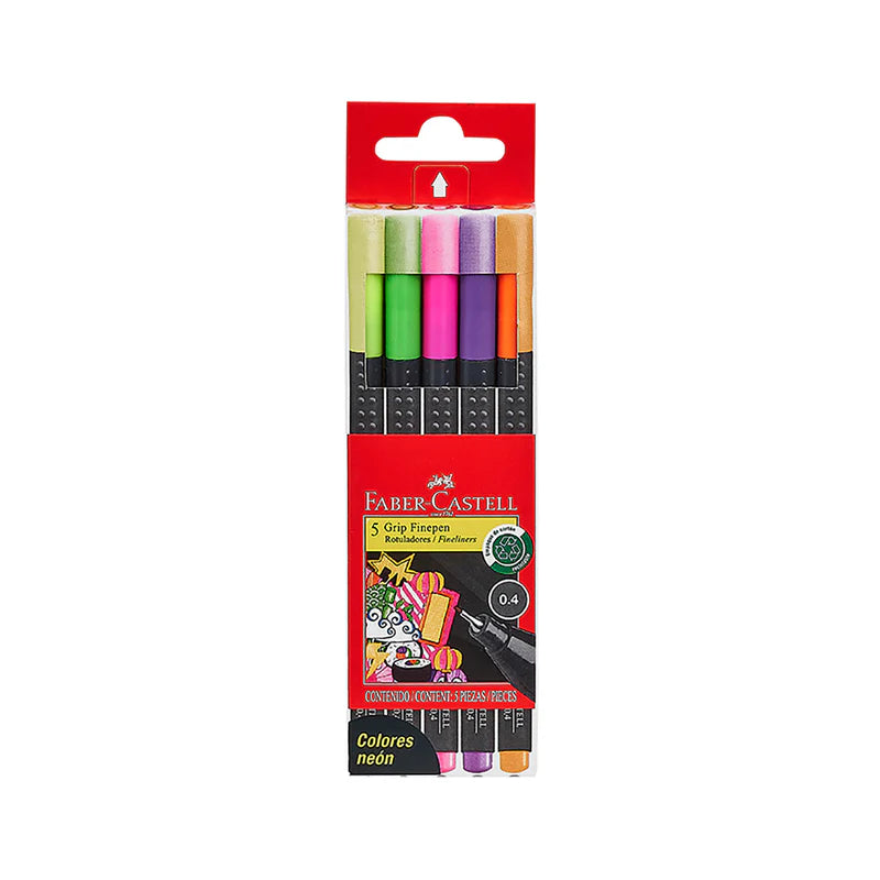MARCADOR FINEPEN GRIP NEON X5 FABER CASTELL