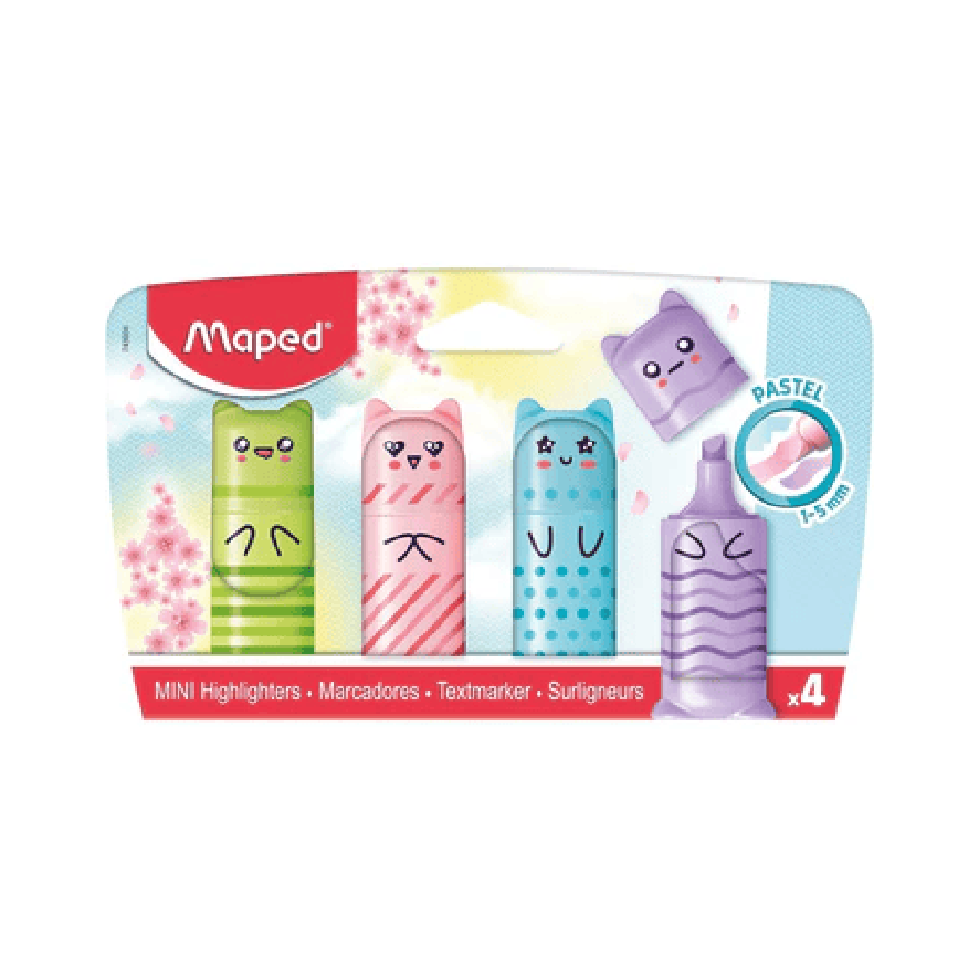 RESALTADOR MINI PASTEL X4 MAPED