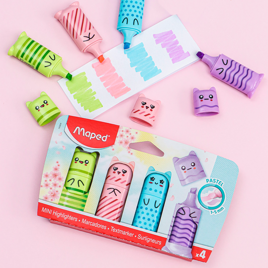 RESALTADOR MINI PASTEL X4 MAPED