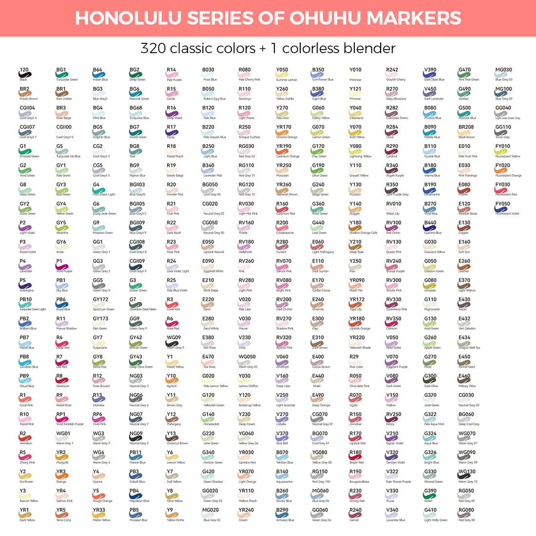 PREVENTA OHUHU HONOLULU X 320 COLORES: PUNTA PINCEL + BISELADA