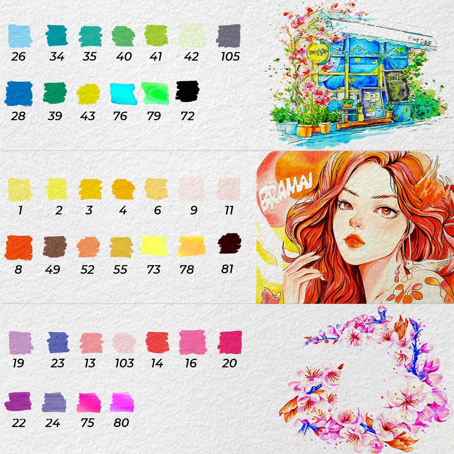 OHUHU - MARCADOR ACUARELABLE PUNTA PINCEL Y PUNTA EXTRA FINA - 40 COLORES