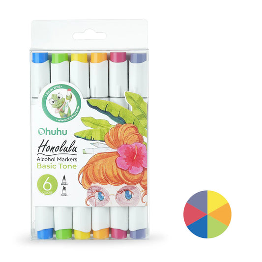 OHUHU MARCADORES ALCOHOL COLORES BÁSICOS X6
