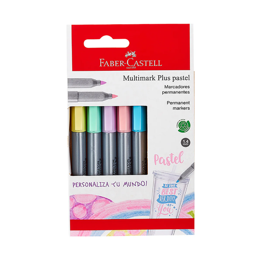 MARCADOR INDELEBLE DELGADO MULTIMARK PLUS PASTEL X5 FABER CASTELL