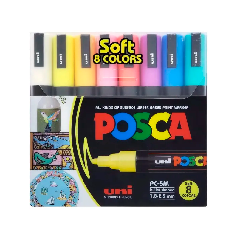 POSCA PC-5M SOFT COLOR X8